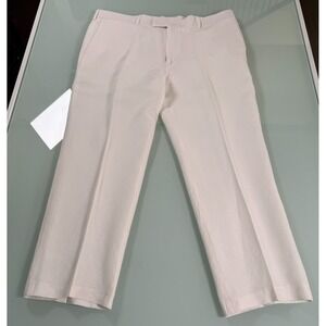 Perry Ells Portfolio Linen Trouser Pant's Men's 38x27 White  Straight Fit Preppy